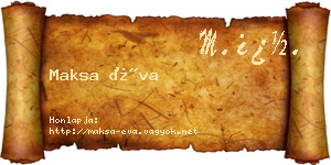 Maksa Éva névjegykártya